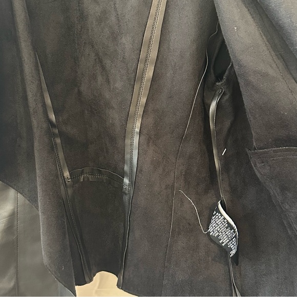 Bagatelle Black Leather Jacket with Waterfall Lapels - Picture 9 of 9